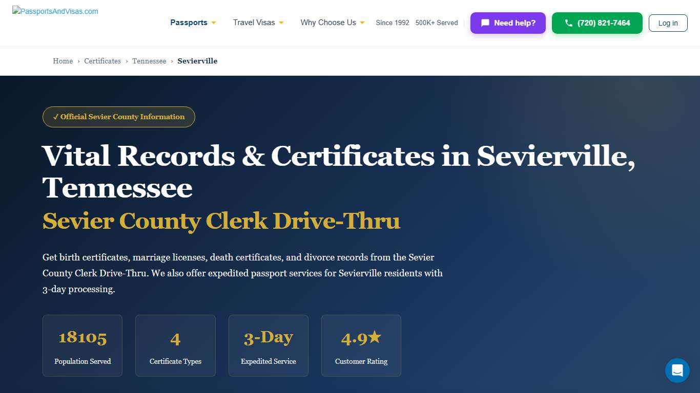 Birth, Marriage & Death Certificates in Sevierville, TN | Sevier County Vital Records